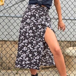 Floral Black and White Women's Skirt